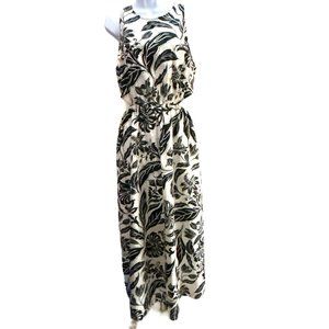 Who What Where Women's Black White Maxi Floral Dress Size Large Cut Out